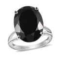 Australian Black Tourmaline Solitaire Ring in Platinum Over Sterling Silver 10.60 ctw - Sticky add to cart bar