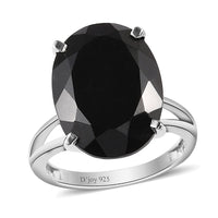 Australian Black Tourmaline Solitaire Ring in Platinum Over Sterling Silver 10.60 ctw