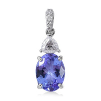 Luxoro 10K White Gold Premium Tanzanite and Moissanite Pendant 2.30 ctw