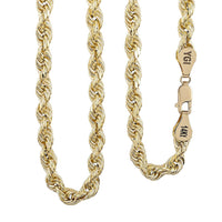 14K Yellow Gold 8mm Diamond-Cut Rope Chain Necklace 26 Inches 30.75 Grams