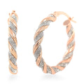 14K RG Over Sterling Silver Twisted Stardust Hoop Earrings (3.30 g) - Sticky add to cart bar