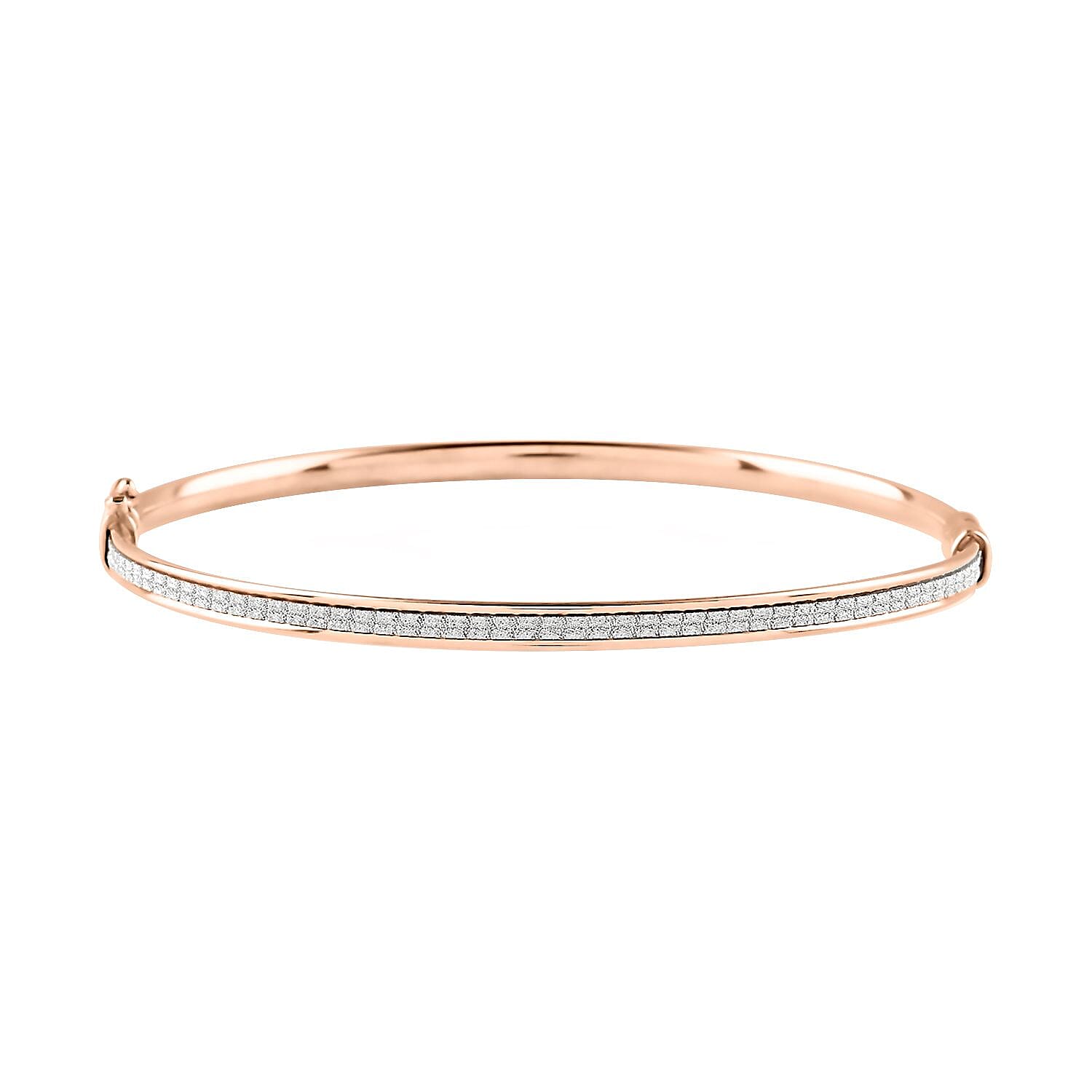 14K Rose Gold Over Sterling Silver Stardust Bangle Bracelet (7.00 In) 5.9 Grams