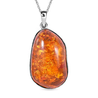 Baltic Amber Pendant without Chain in Platinum Over Sterling Silver