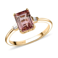 LUXORO 10K Rose Gold AA Premium Natural Blush Tourmaline and Diamond Ring 1.85 ctw