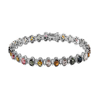 Multi Tourmaline and White Zircon Bracelet in Platinum Over Sterling Silver (8.0 In) 17.98 ctw