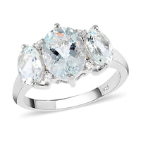 Espirito Santo Aquamarine and Natural White Zircon Ring in Sterling Silver 3.30 ctw