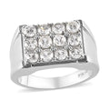 Lab Created White Sapphire Men's Ring in Stainless Steel 2.00 ctw - Sticky add to cart bar