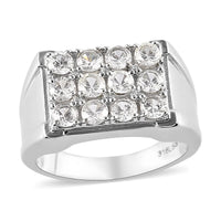 Lab Created White Sapphire Men's Ring in Stainless Steel 2.00 ctw