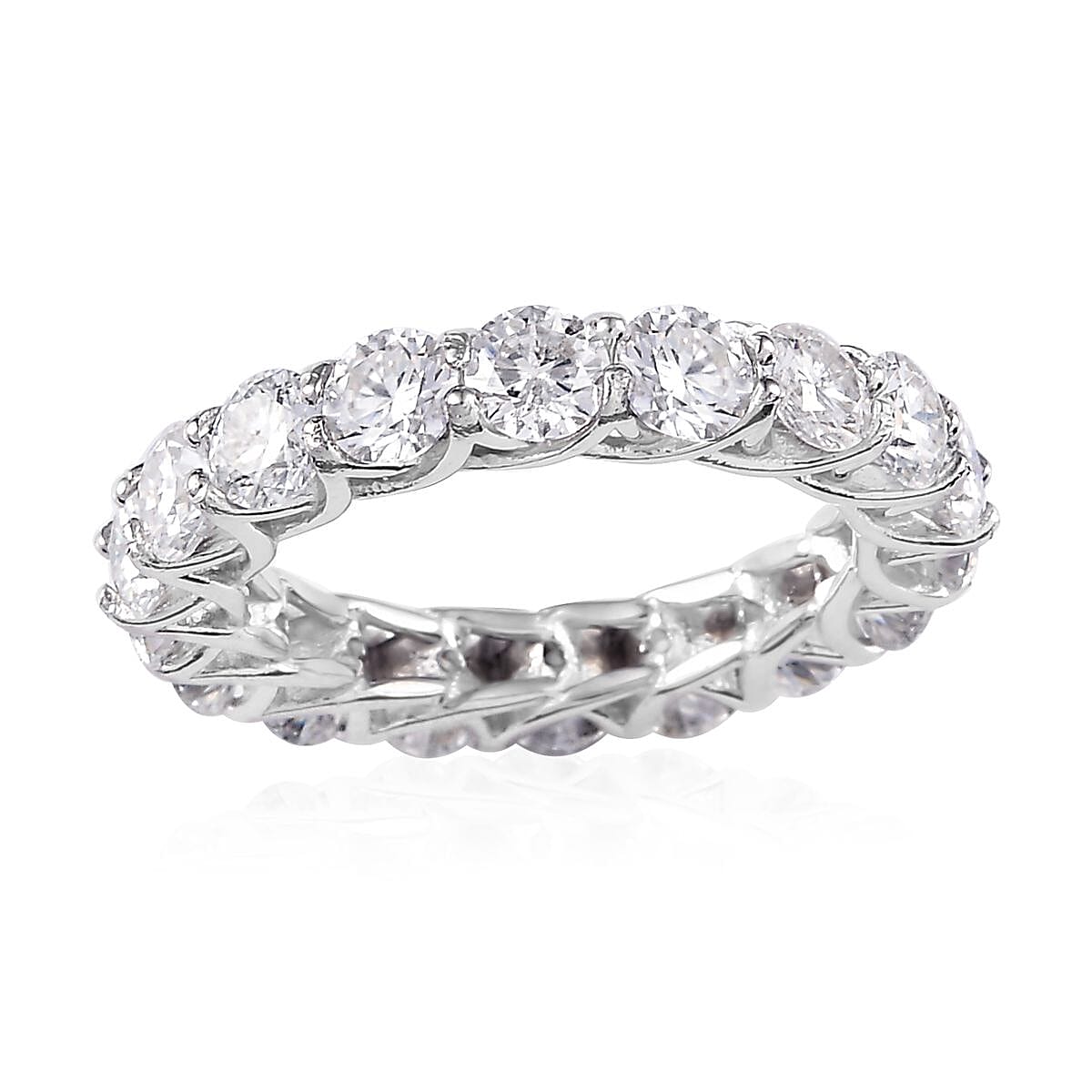 Moissanite Eternity Band Ring in Platinum Over Sterling Silver (Size 5.0) 4.40 ctw