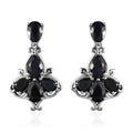 Australian Midnight Sapphire Dangling Earrings in Platinum Over Sterling Silver 8.50 ctw - Sticky add to cart bar