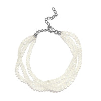 Premium Rainbow Moonstone Beaded Bracelet in Sterling Silver (7.25-9.25In) 65.50 ctw