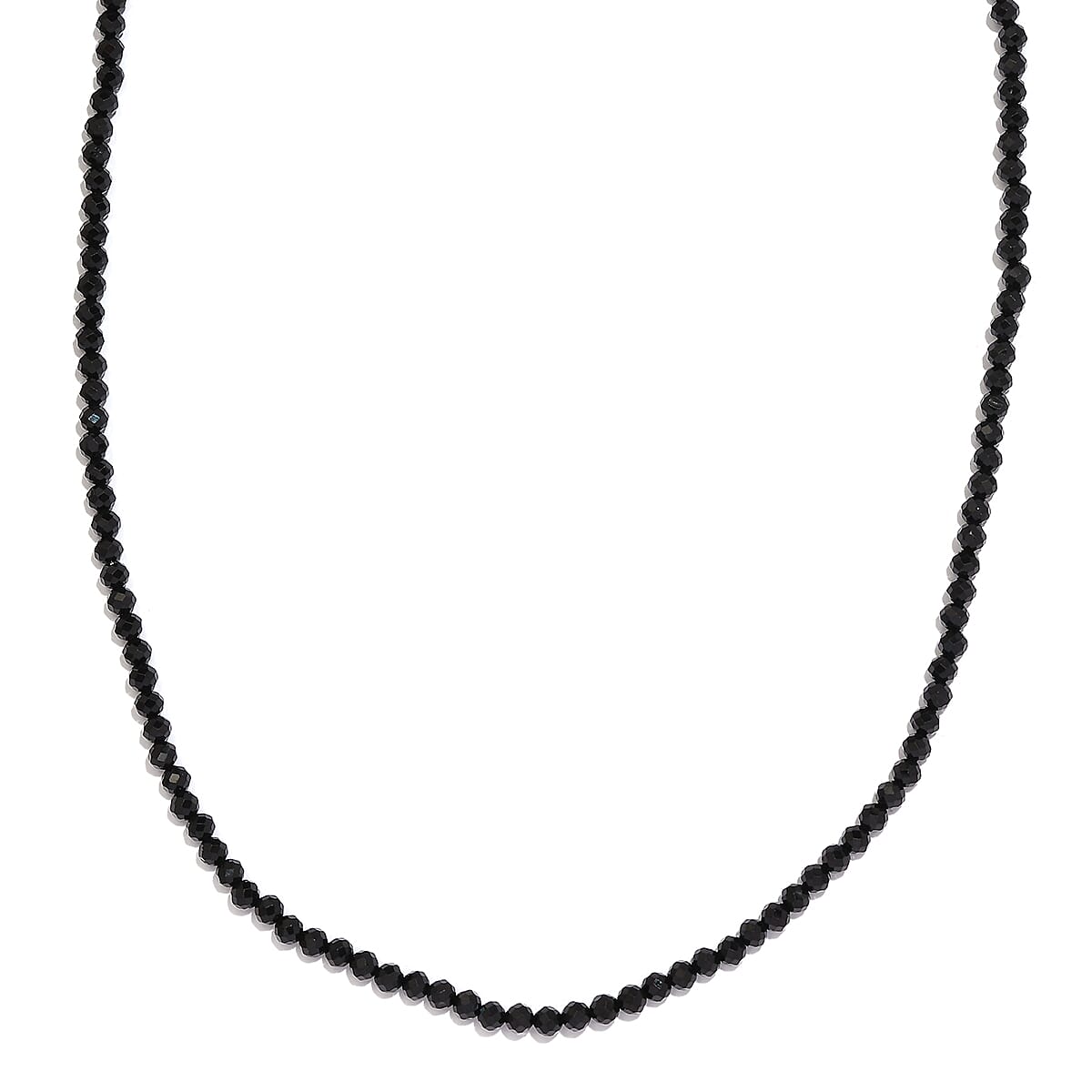 Doorbuster Natural Thai Black Spinel Beaded Necklace 20 Inches in Sterling Silver 43.00 ctw