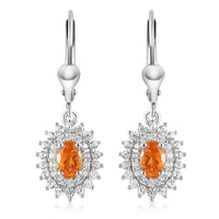 Premium Viceroy Spessartine Garnet and White Zircon Lever Back Earrings in Platinum Over Sterling Silver 2.35 ctw