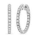 Diamond 1.00 ctw Hoop Earrings in 14K White Gold 4.7 Grams - Sticky add to cart bar