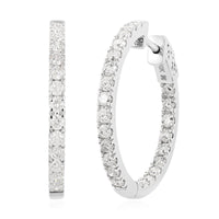 10K White Gold Diamond Hoop Earrings 5.80 Grams 2.00 ctw