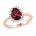Natural Tanzanian Wine Garnet and Moissanite Halo Ring in Vermeil Rose Gold Over Sterling Silver 2.00 ctw - Sticky add to cart bar