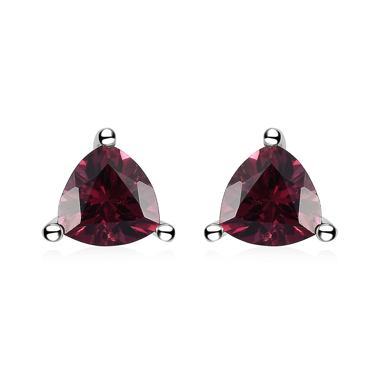 Tanzanian Wine Garnet Stud Earrings in Platinum Over Sterling Silver 1.90 ctw