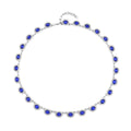 Simulated Blue Sapphire and White Austrian Crystal Necklace 20-22 Inches in Silvertone - Sticky add to cart bar