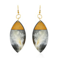 Ox Bone Marquise Shape Earrings in Goldtone - Sticky add to cart bar
