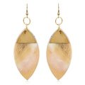 Ox Bone Marquise Shape Dangle Earrings in Goldtone - Sticky add to cart bar