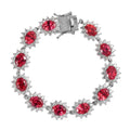 Lab Created Padparadscha Sapphire and Natural White Zircon Bracelet in Platinum Over Sterling Silver (7.25 In) 15.90 Grams 26.40 ctw - Sticky add to cart bar