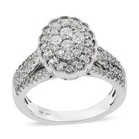 NY Closeout 10K White Gold Diamond I I2 Cluster Ring with Infinity Shank 6.70 Grams 1.00 ctw