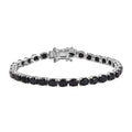Australian Black Sapphire Tennis Bracelet in Platinum Over Sterling Silver (6.50 In) 7.75 Grams 16.00 ctw - Sticky add to cart bar