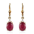 Niassa Ruby and Moissanite Lever Back Earrings in Vermeil Yellow Gold Over Sterling Silver 8.00 ctw - Sticky add to cart bar
