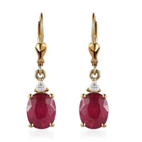Niassa Ruby and Moissanite Lever Back Earrings in Vermeil Yellow Gold Over Sterling Silver 8.00 ctw