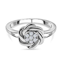 White Diamond 0.10 ctw Fancy Ring in Platinum Over Sterling Silver (Size 11.5)