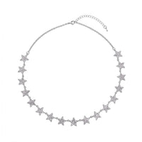 Austrian Crystal Star Necklace 20-22 Inches in Silvertone