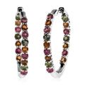 Multi-Tourmaline Inside Out Hoop Earrings in Platinum Over Sterling Silver 3.65 ctw - Sticky add to cart bar