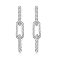 Austrian Crystal Paper Clip Link Earrings in Silvertone - Sticky add to cart bar