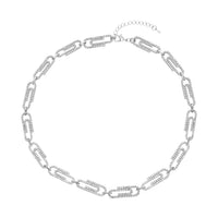 Austrian Crystal Paper Clip Necklace (20-22 Inches) in Silvertone
