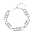 Austrian Crystal Paper Clip Bracelet in Silvertone (7.0-9.0In) - Sticky add to cart bar