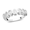 Moissanite Pear Shaped Band Ring in Rhodium Over Sterling Silver (Size 10.0) 1.35 ctw - Sticky add to cart bar