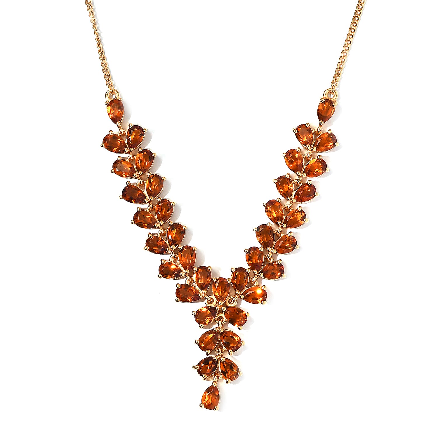 Santa Ana Madeira Citrine Cluster Necklace 18 Inches in Vermeil Yellow Gold Over Sterling Silver 13.40 ctw