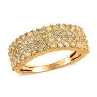 Doorbuster Natural Yellow Diamond Cluster Ring in Vermeil Yellow Gold Over Sterling Silver 1.00 ctw