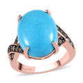 Premium American Natural Sleeping Beauty Turquoise and Natural Champagne Diamond Ring in Vermeil RG Over Sterling Silver 7.70 ctw - Sticky add to cart bar