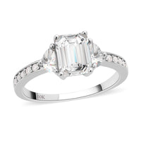 LUXORO 10K White Gold Moissanite Ring (Size 6.0) 2.10 ctw