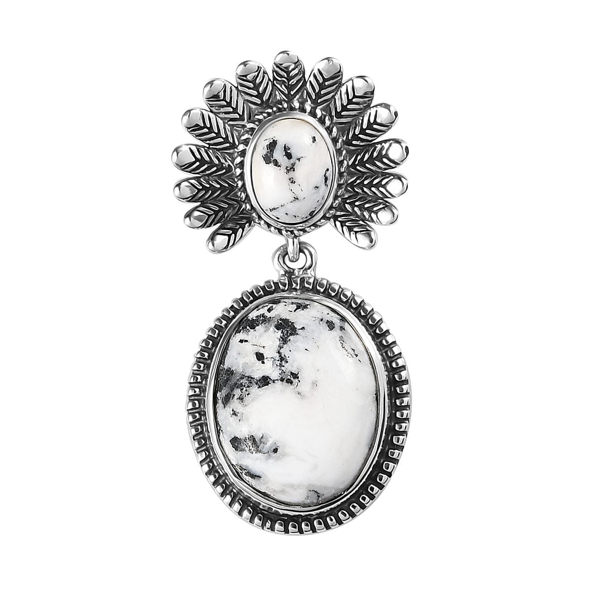 White Buffalo Pendant in Sterling Silver 10.50 ctw