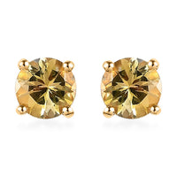 Golden Tanzanite Solitaire Stud Earrings in Vermeil Yellow Gold Over Sterling Silver 1.00 ctw