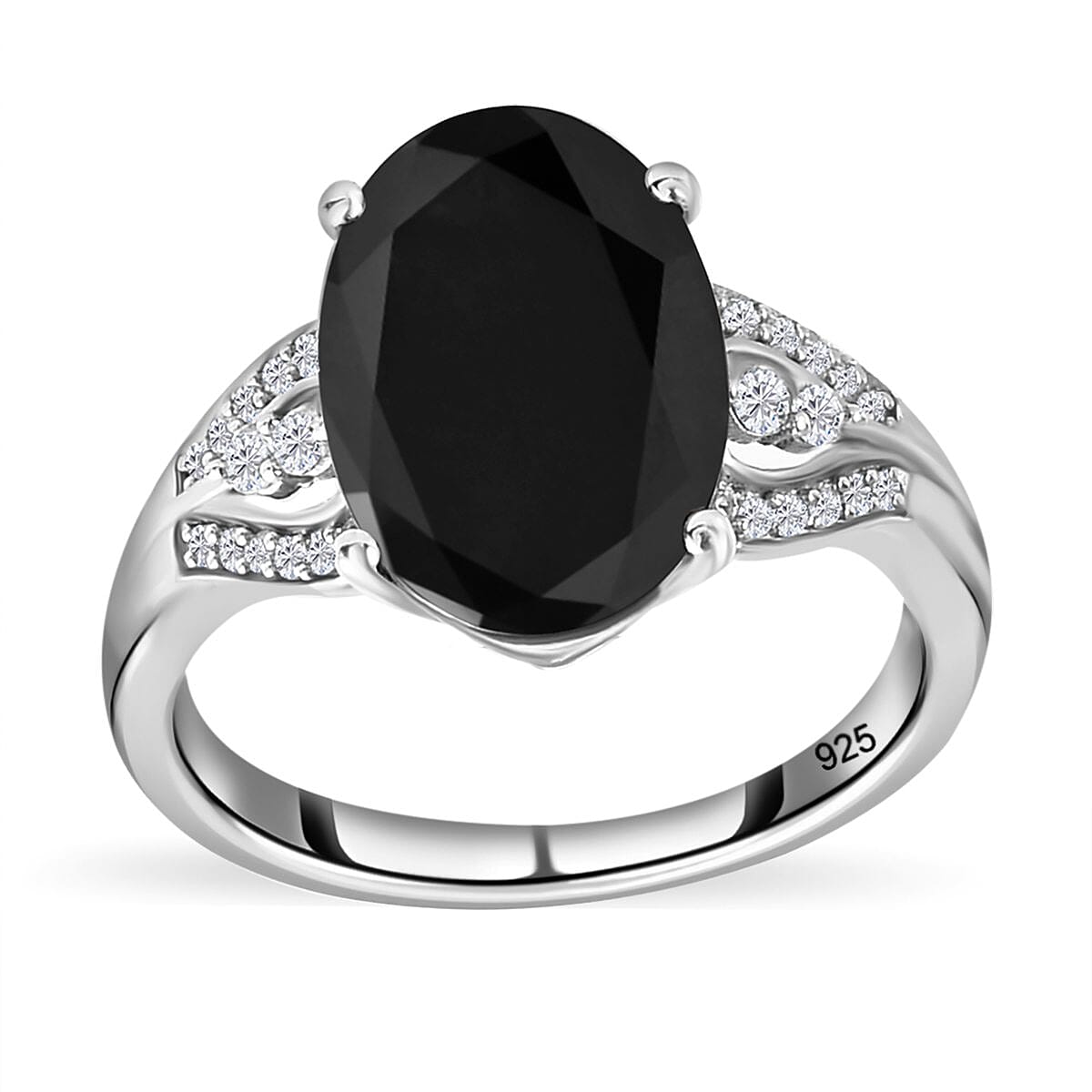 Elite Shungite and White Zircon 3.90 ctw Ring in Platinum Over Sterling Silver (Size 10.0)