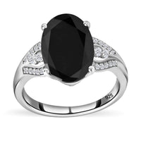 Elite Shungite and White Zircon 3.90 ctw Ring in Platinum Over Sterling Silver (Size 10.0)