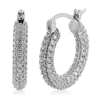 Simulated Diamond Hoop Earrings in Silvertone 3.00 ctw