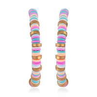 Simulated Multi Color Resin Beaded Hoop Earrings in Goldtone & Stainless Steel , Tarnish-Free, Waterproof, Sweat Proof Jewelry