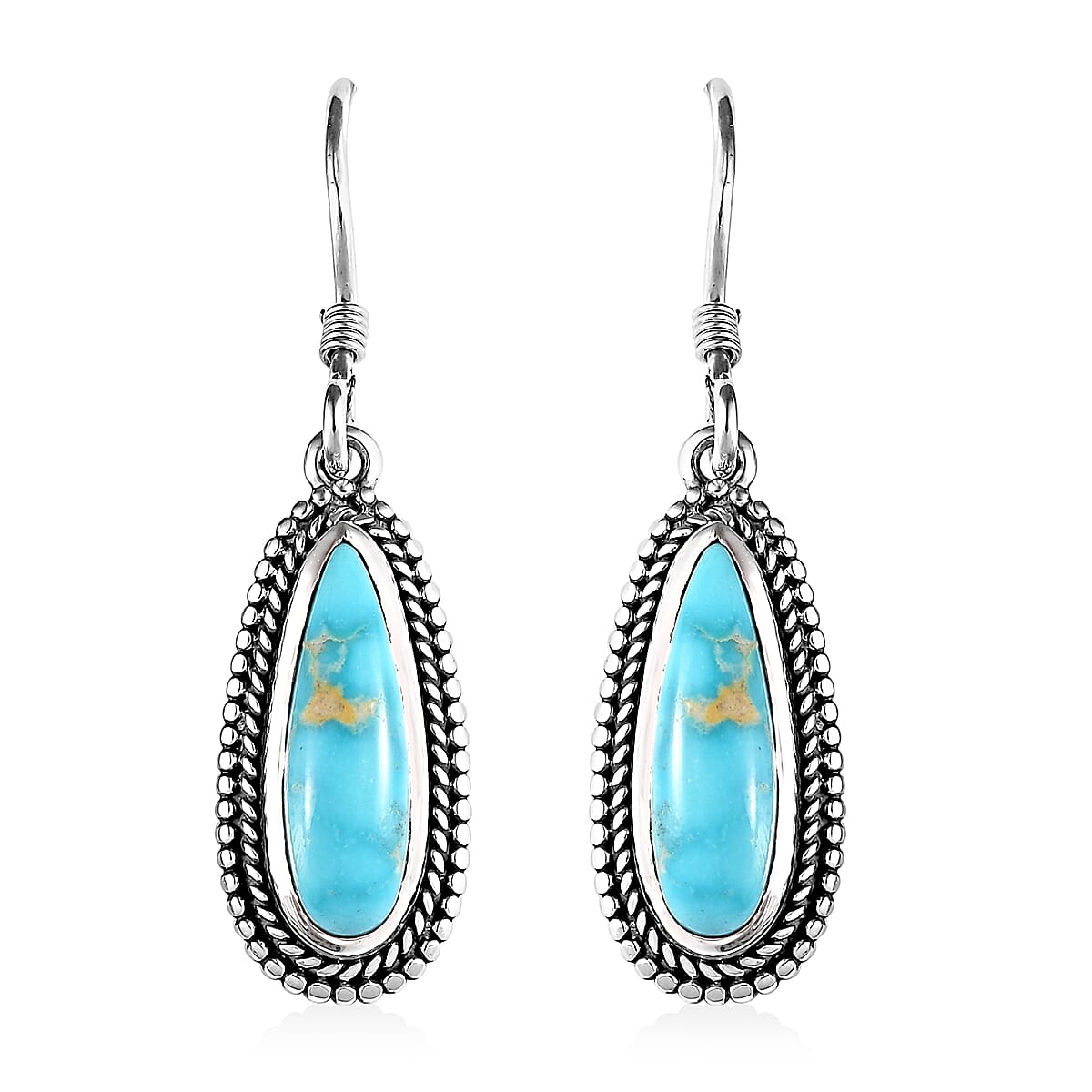 Artisan Crafted South Hill Turquoise Solitaire Earrings in Sterling Silver 5.10 ctw