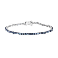 Blue Diamond Tennis Bracelet in Platinum Over Sterling Silver (7.25 In) 3.00 ctw