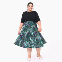 TAMSY, 100% Polyester, Wrap Skirt, Size-One Size, Color-Green Jungle Print One Side & One Solid Black
