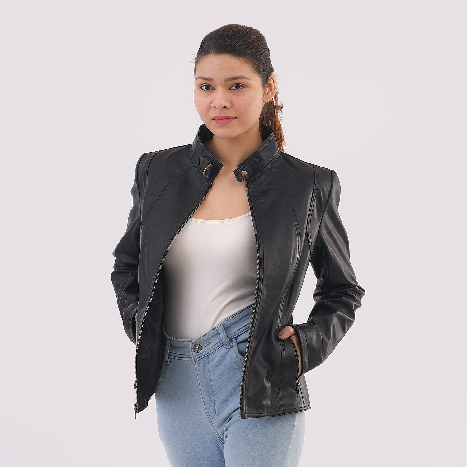 "100% Genuine Leather Jacket  COLOR: Black SIZE: M"